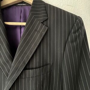 PAUL SMITH LUXURY WOOL BLACK PIN STRIPE SUITS Tailored in ITALY